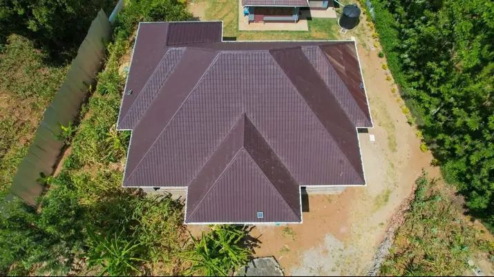 Aerial view of a finished roof